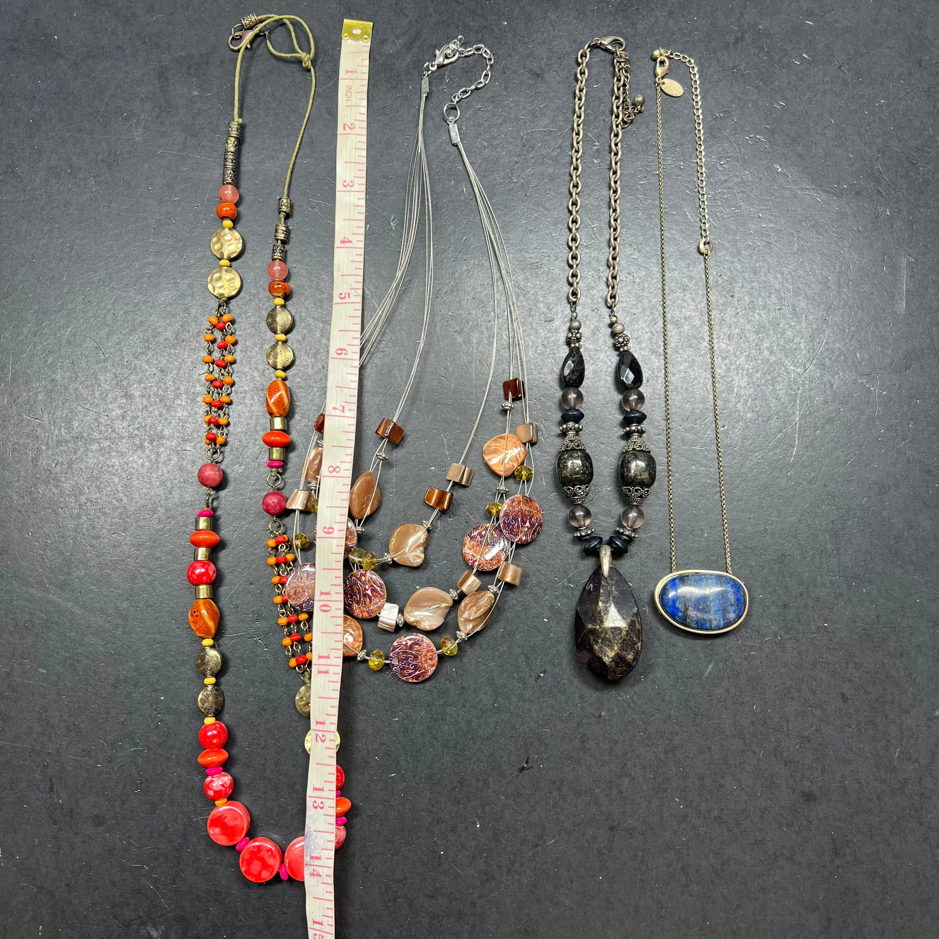 Lot of 4 Earthy Beaded Stone Strand Necklaces